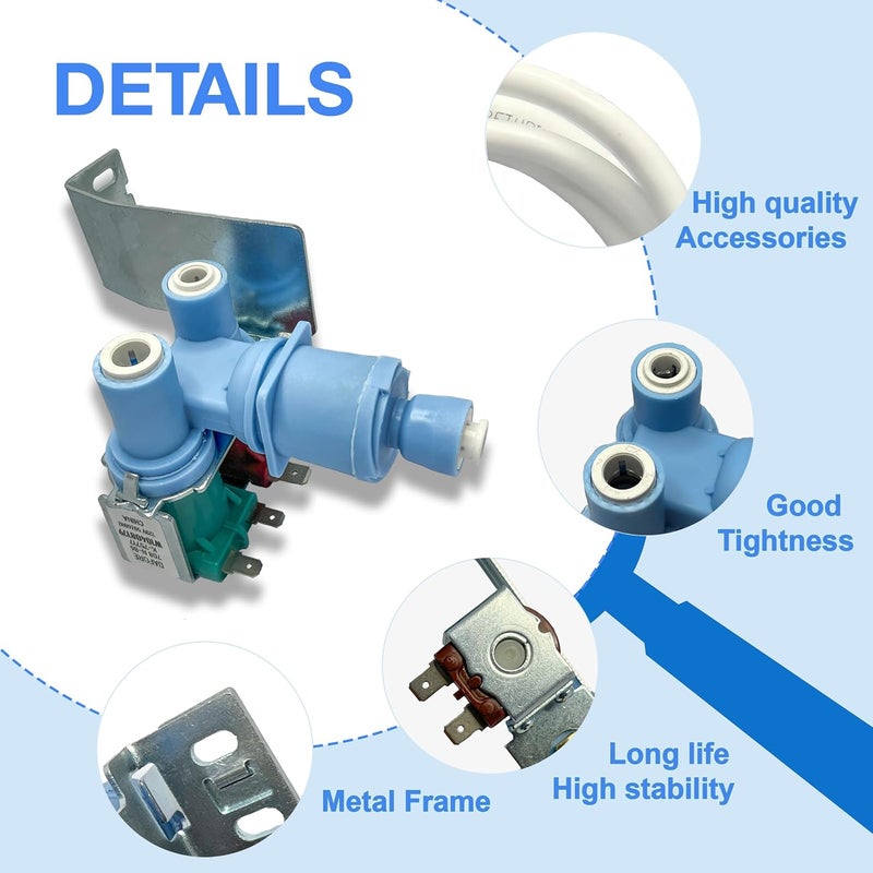 DAFORE Upgraded W10408179 W10179146 Refrigerator Water Inlet Valve Compatible with Whirlpool Kenmore KitchenAid Maytag IKEA,Replacement For IMV708 W10408179VP 2188746 2186486 2315534 2304757 2205762 2188708 - Image 5